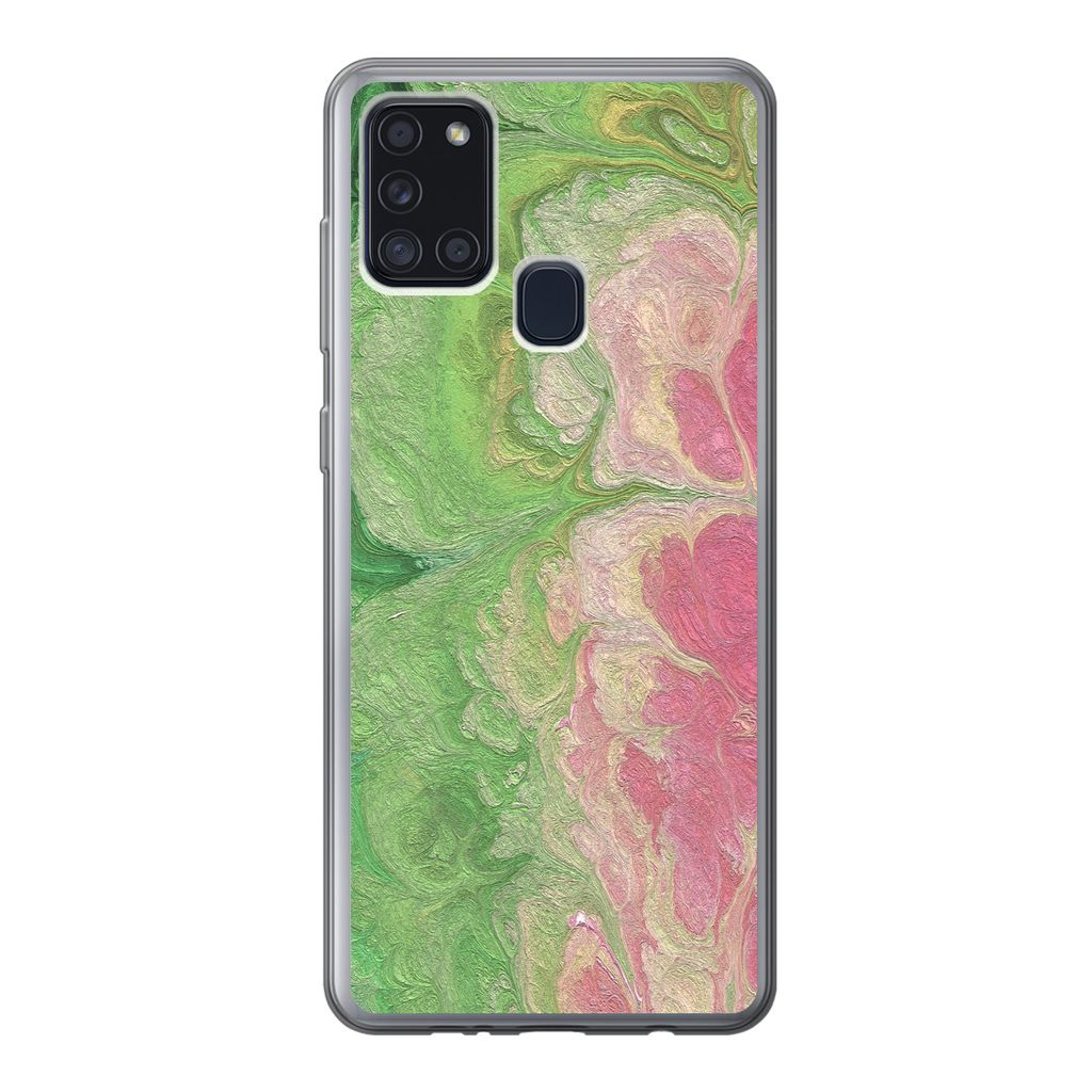 MuchoWow Handyhülle Schutzhülle Hülle für Samsung Galaxy A21s Farbe - Kunst - Psychedelisch Silikon Softcase Handy Hülle - Hartschale