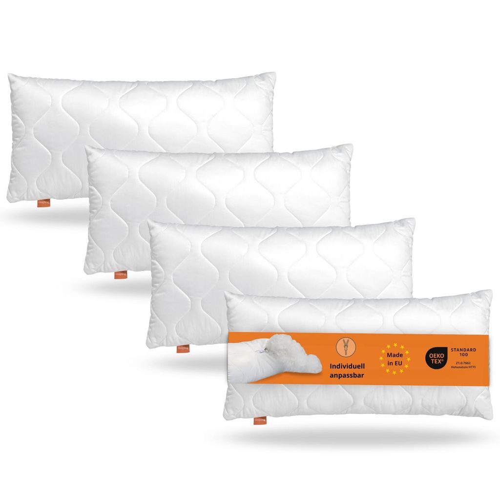 Kopfkissen 40 x 80 cm, 4er Set, Bettkissen, 100% Mikrofaser, für Allergiker geeignet, sleepling Komfort 100