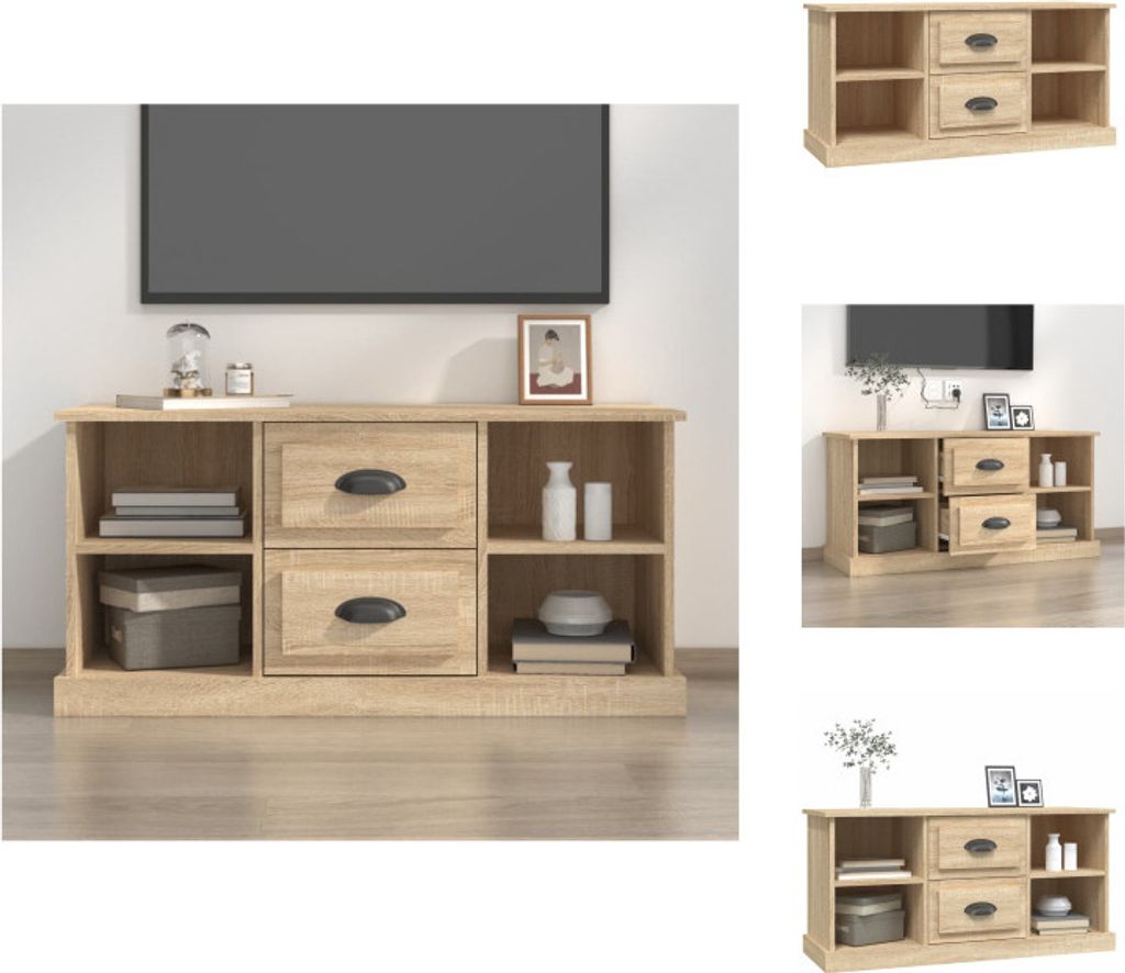 vidaXL TV-Schrank Sonoma-Eiche 99,5x35,5x48 cm Holzwerkstoff - TV-Möbel