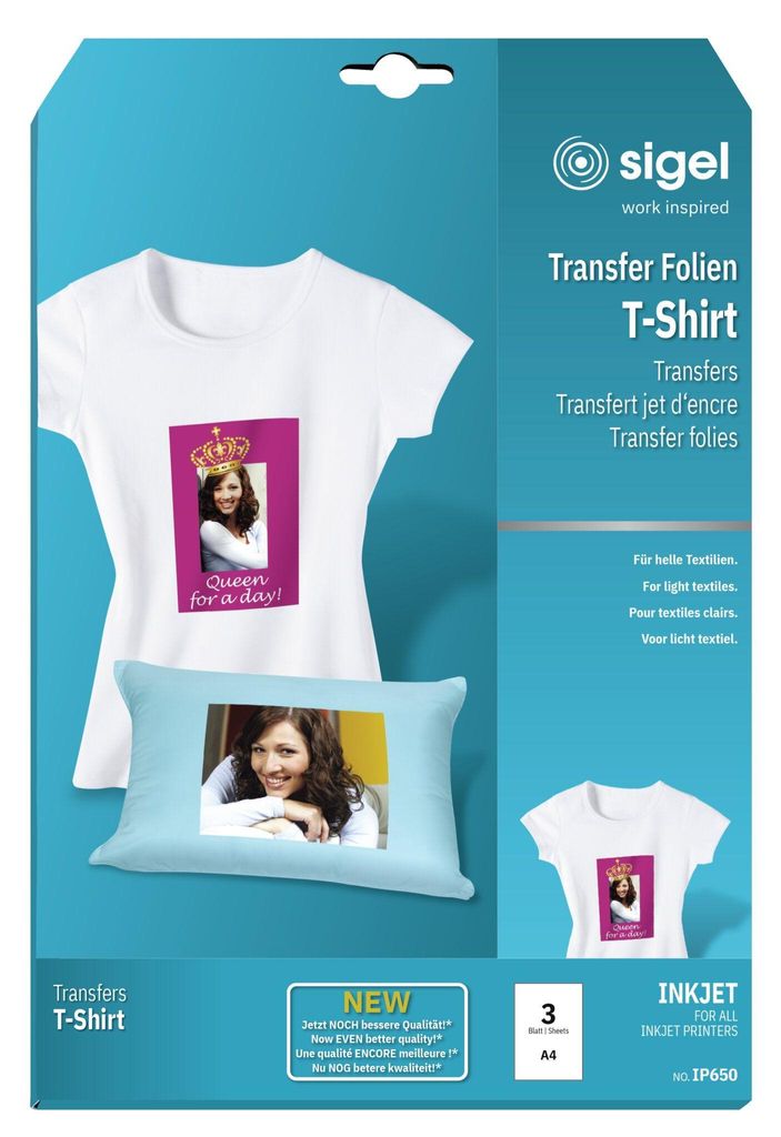 SIGEL IP650 InkJet Transfer Folien für T-Shirts, für helle Produktbild 