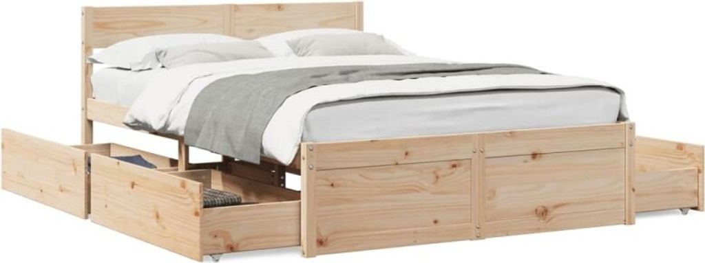 vidaXL Letto in legno massiccio senza materasso 120x200 cm Immagine del prodotto 
