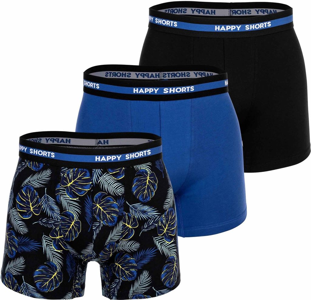 Happy Shorts Herren Boxer Shorts, 3er Pack - Retro Jersey, Logobund Hawaii M