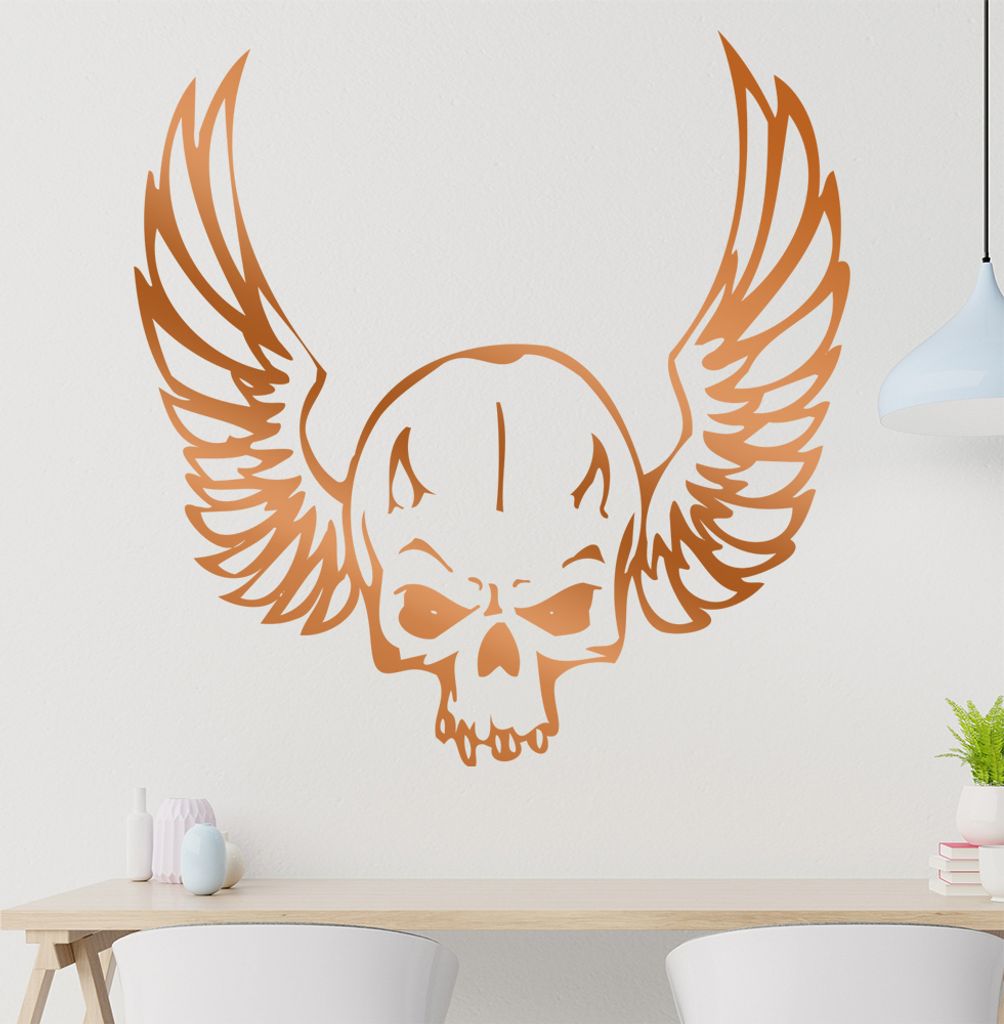 Himmel & Hölle Schädel Wandtattoo in 6 Größen - Wandaufkleber Wall Sticker - Dekoration, Küche, Wohnzimmer, Schlafzimmer, Badezimmer