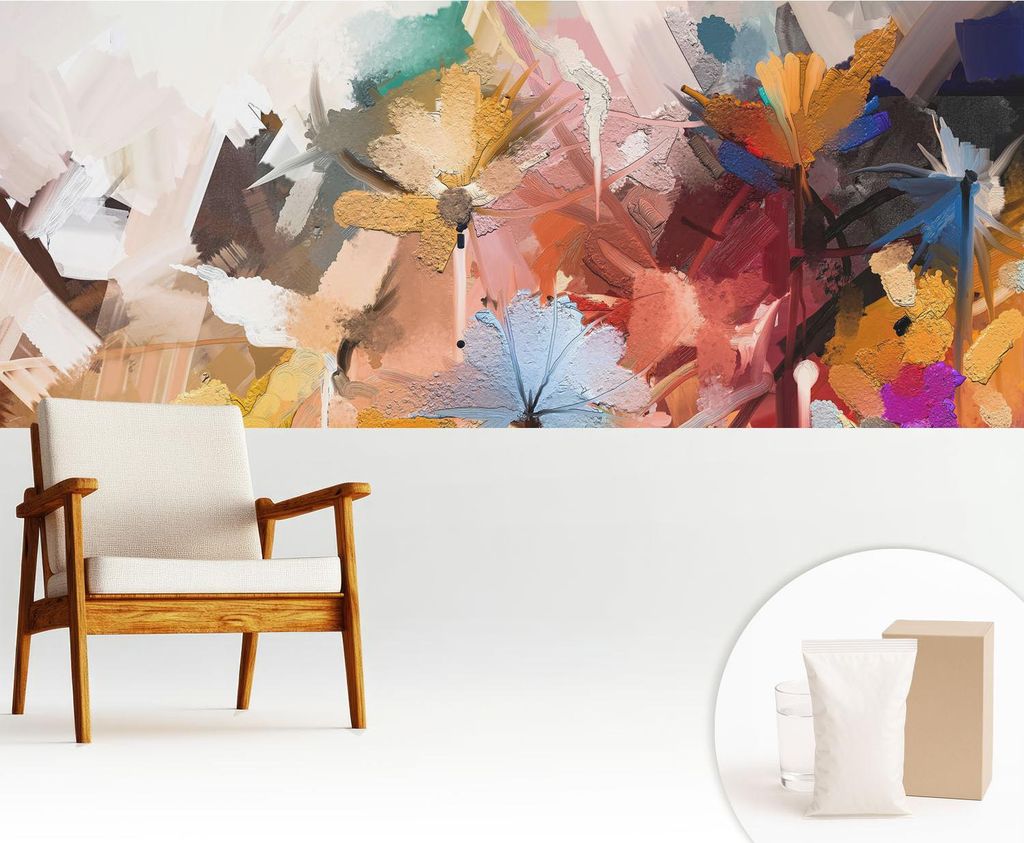 Fototapete - 250x104 cm - Tapete - Wandtapete - Wandbilder - Dekofolie - Tapete Folie - Wand - Dekoration - Wohnzimmer - Florale Abstraktion
