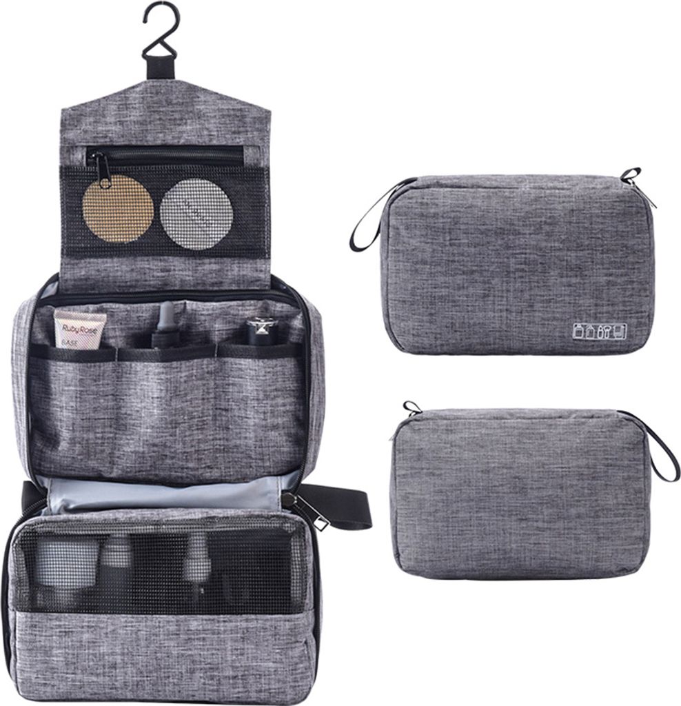 Tragbare Kulturtasche mit Haken zum Aufhaengen, Reisetasche fuer Toilettenartikel, wasserabweisende Kosmetiktasche, Reise-Make-up-Organizer, grosse...