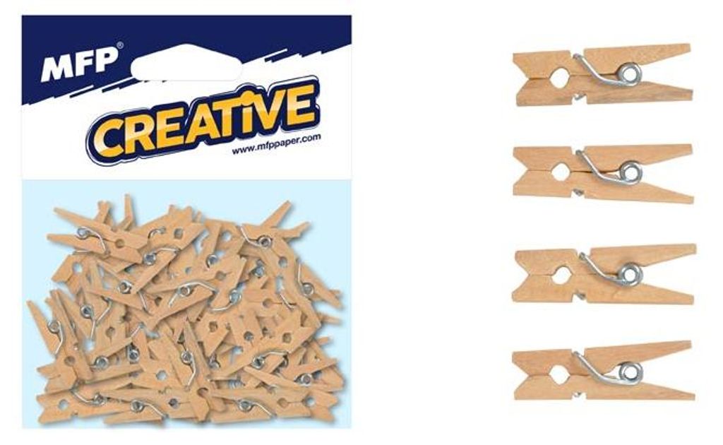 Klamerki drewniane dekoracyjne 2,5 cm brązowe 50 sztuk