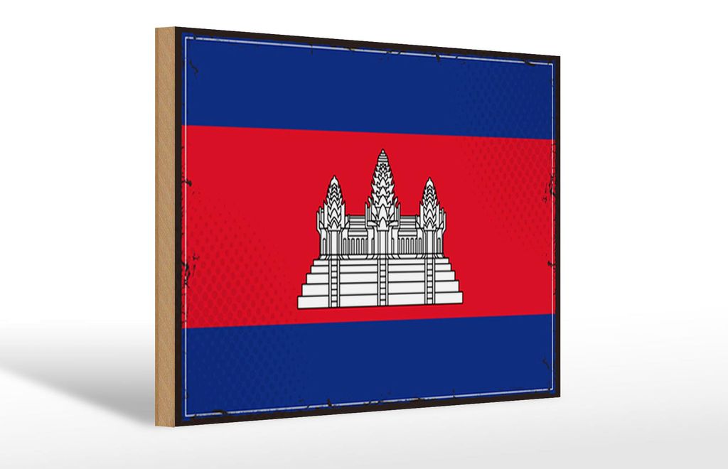Holzschild Flagge Kambodscha 30x20cm Retro Flag Cambodia