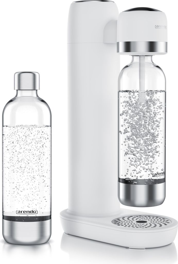 Arendo Wassersprudler, Soda Maker, inkl. 2x 1L PET-Flasche, BPA-frei, fein dosierbar, kompatibel mit 60l CO2-Zylindern, SodaStream Easy/Cool, PET/A...