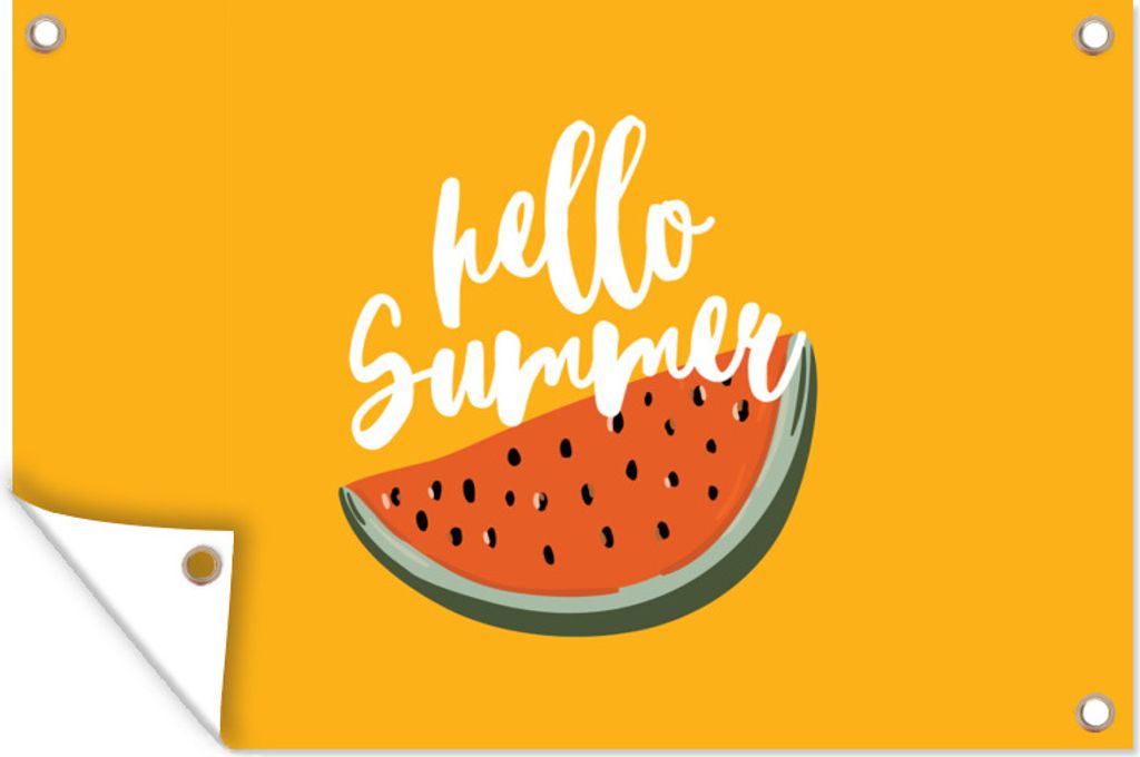 MuchoWow 120x80 cm Outdoor-Poster Gartendeko Sichtschutz Garten Poster für den Garten Sommer - Wassermelone - Orange