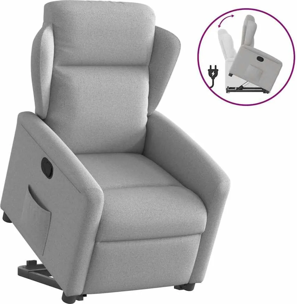 Fauteuil relax avec releveur Gris nuage en tissu doux - Modèle Comfort+
