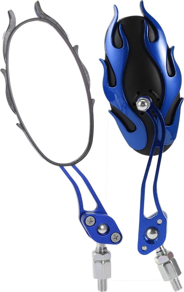 Universelle Motorrad-Rückspiegel Einstellbarer Seitenspiegel Aluminiumlegierung Kunststoff 1 Satz Blau M8/M10 Ovalform