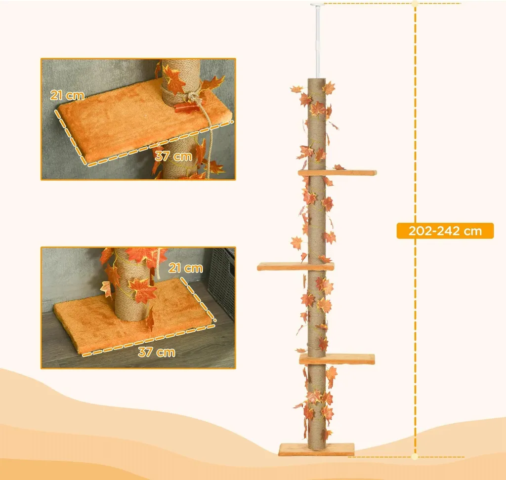 Arbre à chat stable sans perçage en bois pour protéger vos meubles - 3