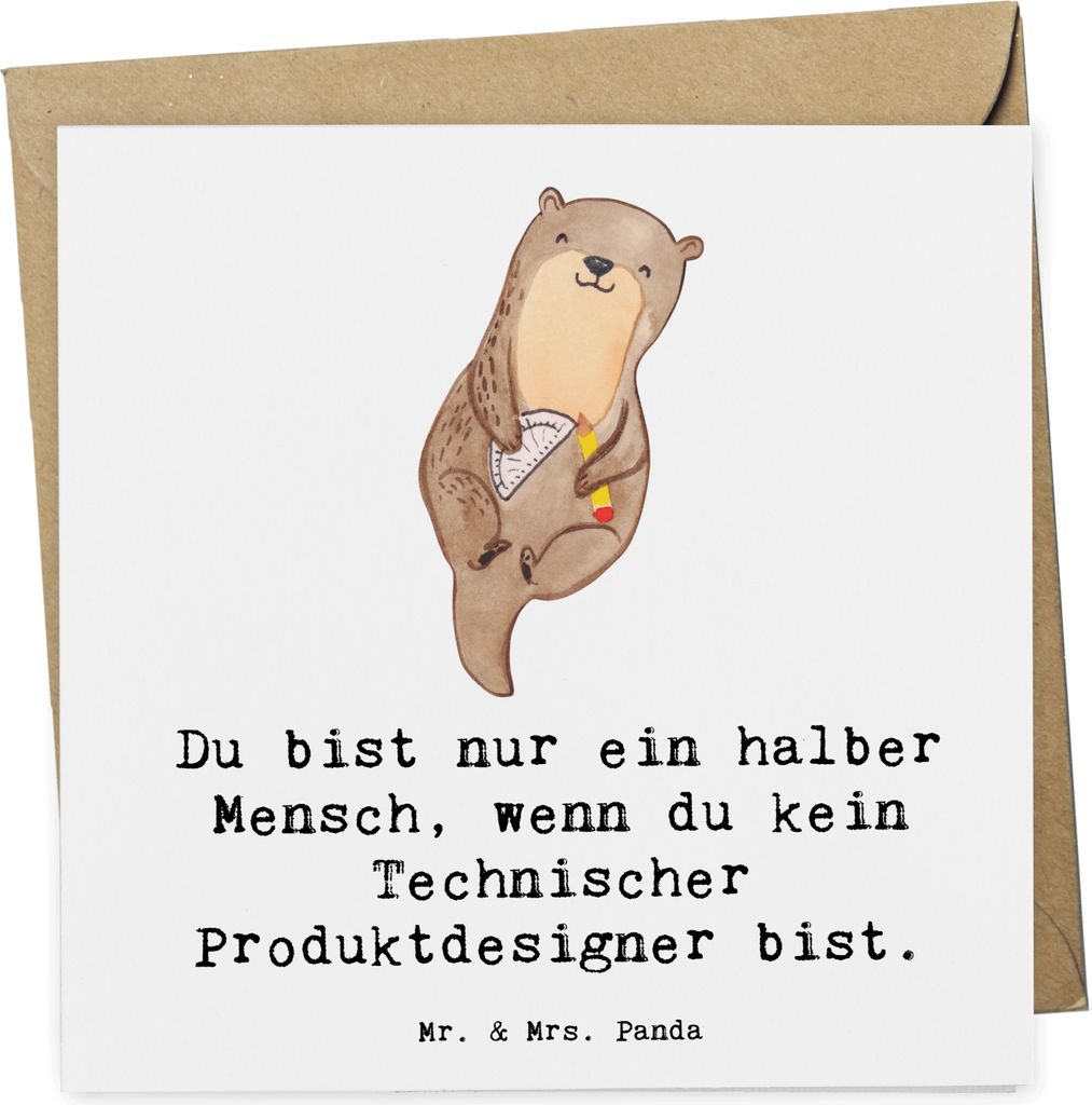 Mr. & Mrs. Panda Grußkarte Technischer Produktdesigner Herz - Weiß - Geschenk, Glückwunschkarte, anlasskarte, faltkarte, Klappkarte, doppelkarte