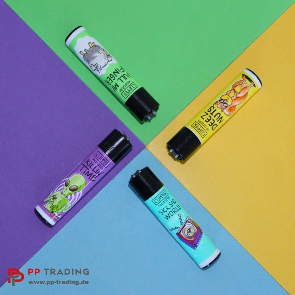 Clipper Feuerzeuge 4er Set: Mix Slogan #4