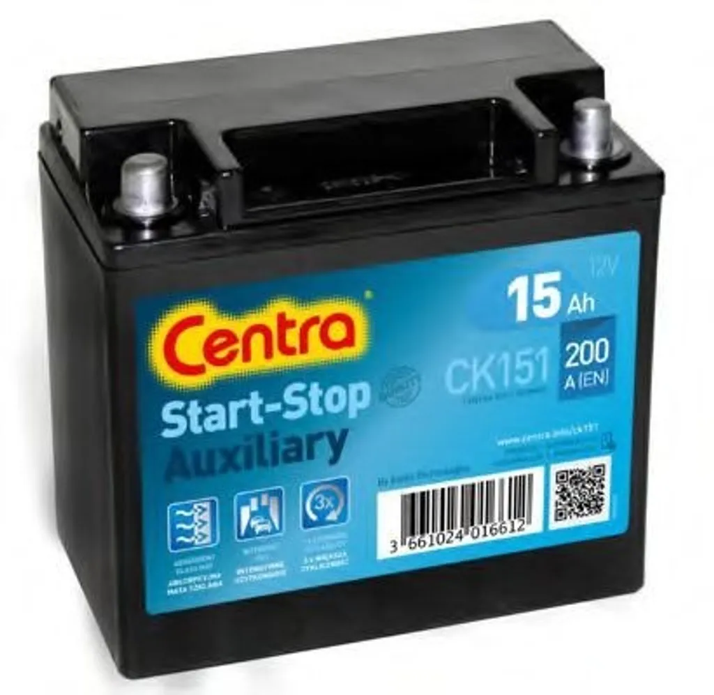 Batterie CENTRA Start-Stop C56 12V 15Ah 200A - Démarrage Haute Performance