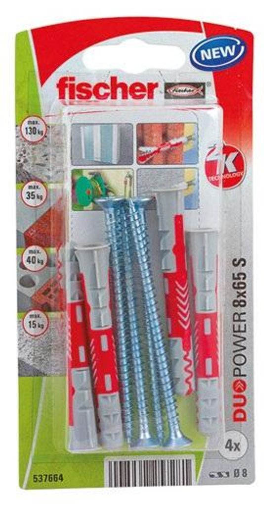 Tasselli e viti FISCHER Duopower, Diam.8 x L.65 mm Immagine del prodotto 