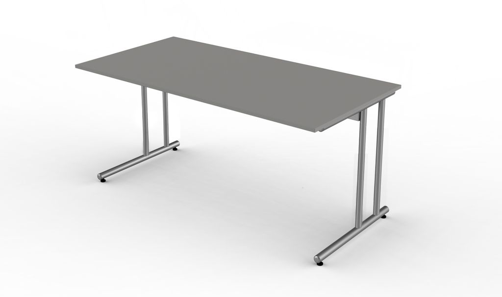 Kerkmann Schreibtisch START UP 160x80x75 cm C-Fuß-Gestell alusilber inkl. Kabelkanal verschiedene Dekore Grafit