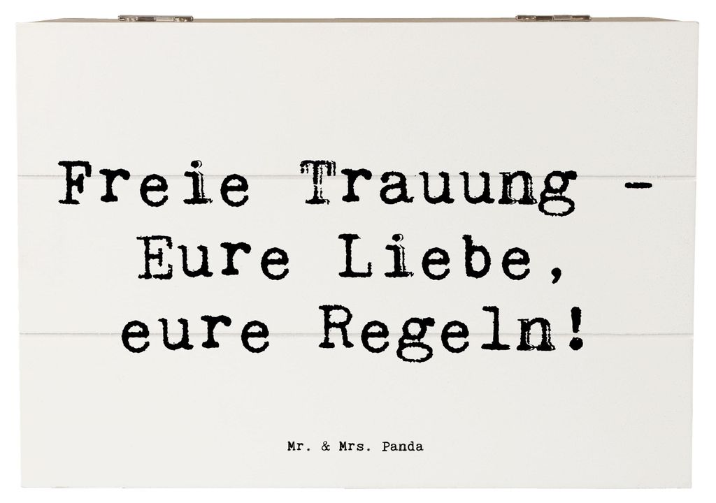 Mr. & Mrs. Panda Holzkiste Spruch Freie Trauung Liebe Regeln 22 x 15 cm - Weiß - Geschenk, individuelle Hochzeit, Liebesgeschichte, unkonventionel...