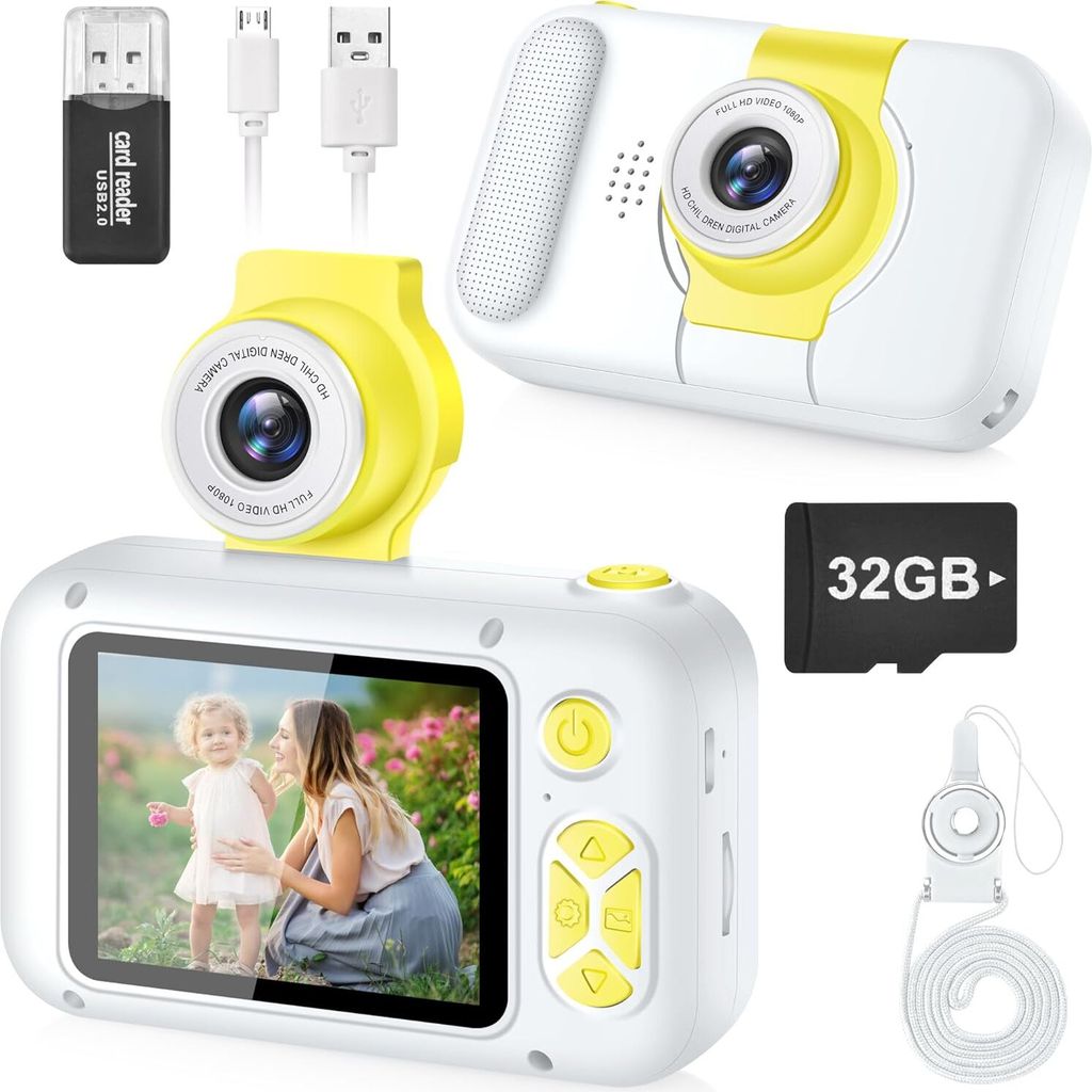 Jahre alte Mädchen/Jungen, Digitalkamera Kinder, Weihnachten Geburtstagsgeschenke für Kinder, Video-Selfie-Kamera Kinder mit 32GB TF-Karte