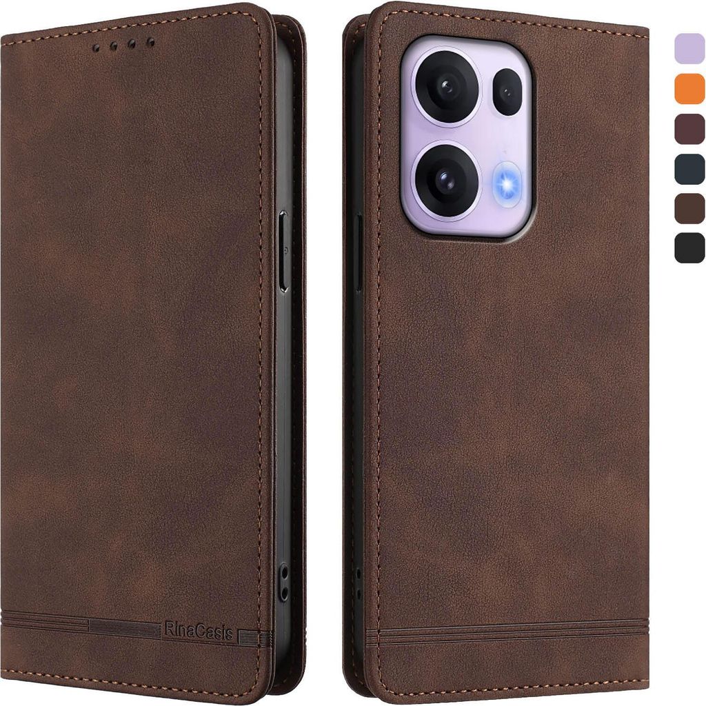 Hülle für Oppo Reno13 Pro 5G, Retro Kunstleder Ständer Klapphülle mit Kartenfächer und Magnetische Braun
