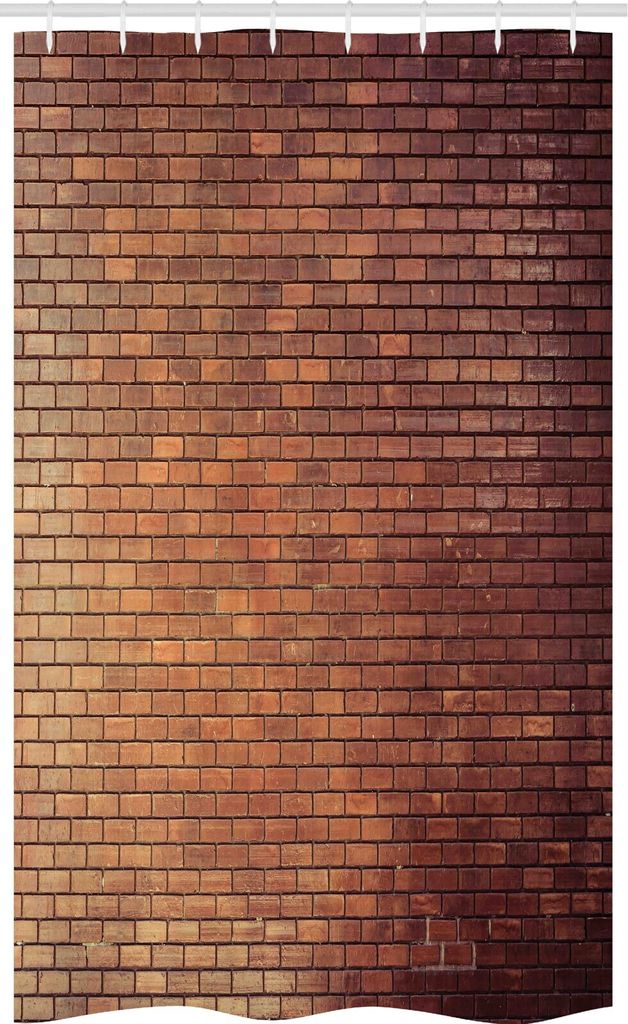 ABAKUHAUS Ziegelwand Schmaler Duschvorhang, Landhaus Außen, Badezimmer Deko Set aus Stoff mit Haken, 120 x 180 cm, Braun Dunkelbraun