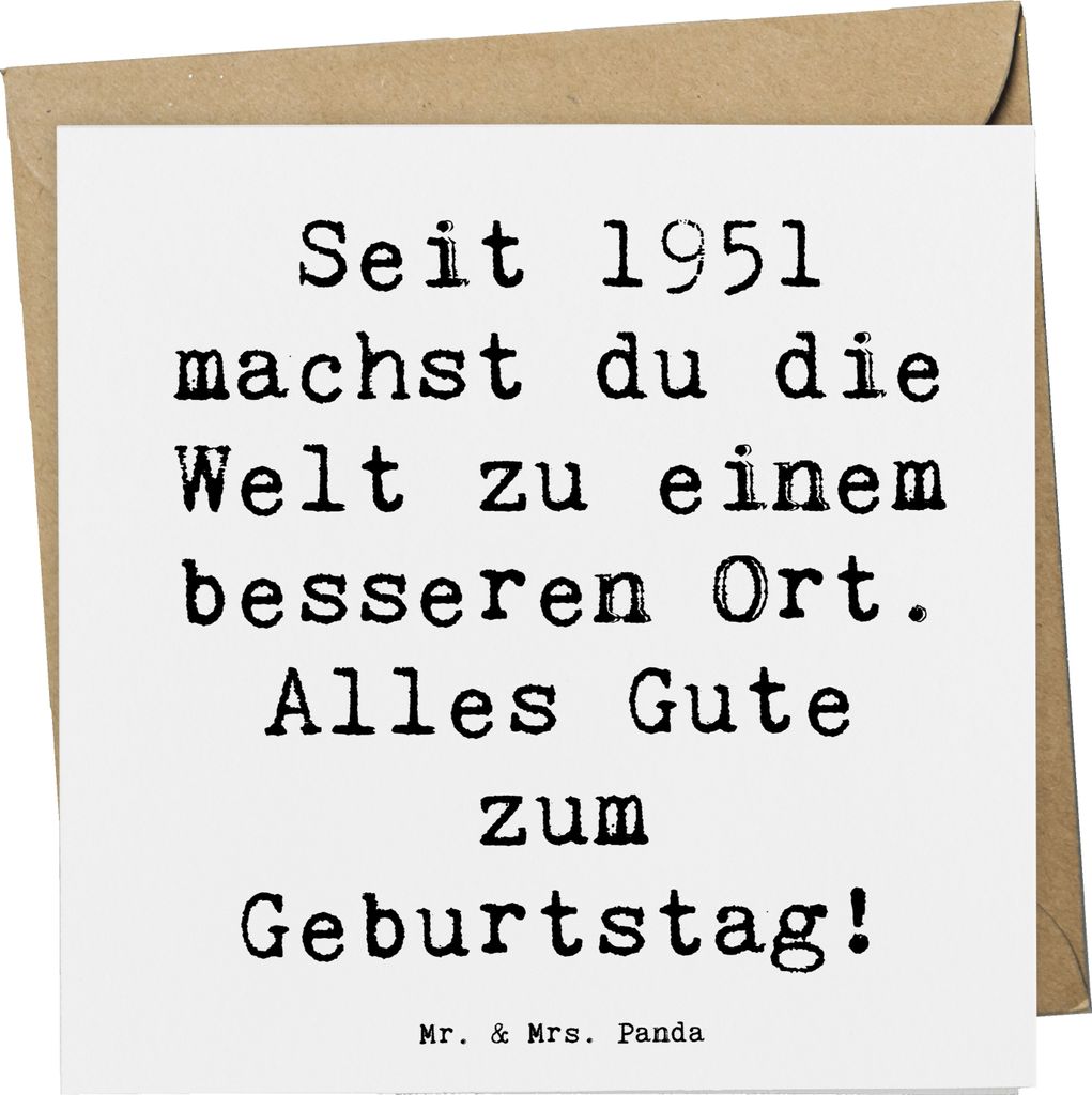 Mr. & Mrs. Panda Glückwunschkarte Spruch 1951 Geburtstag - Produktbild 