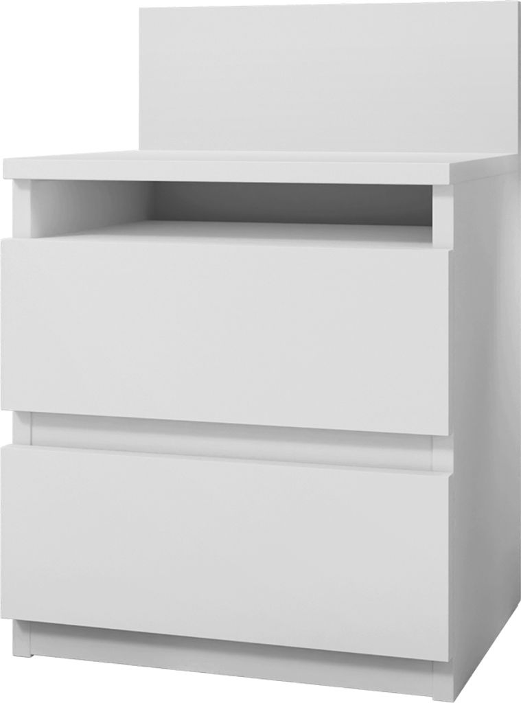MIRJAN24 Nachttisch Malwa M1, Stilvoll Nachtkonsole mit 2 Schubladen, Schlafzimmer, Modern Kollektion (Weiß)