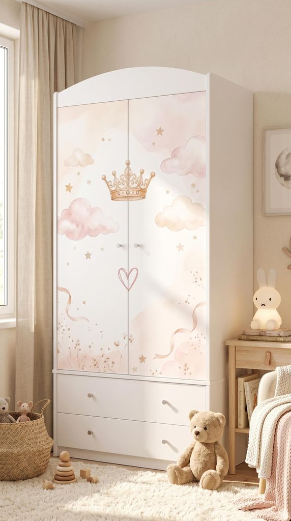 Kinderkleiderschrank mit bezauberndem Motiv – 2-türiger Produktbild 
