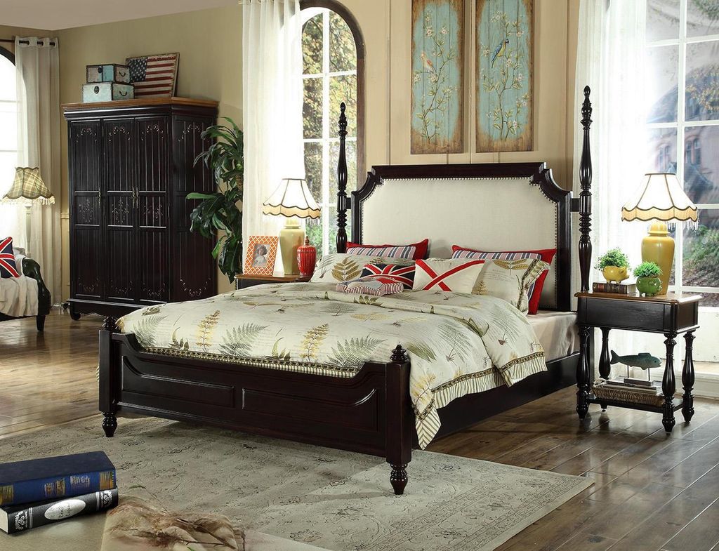 Amerikanische Holz Betten Luxus Echtholz Möbel Schlafzimmer Bett 3tl. Set Neu