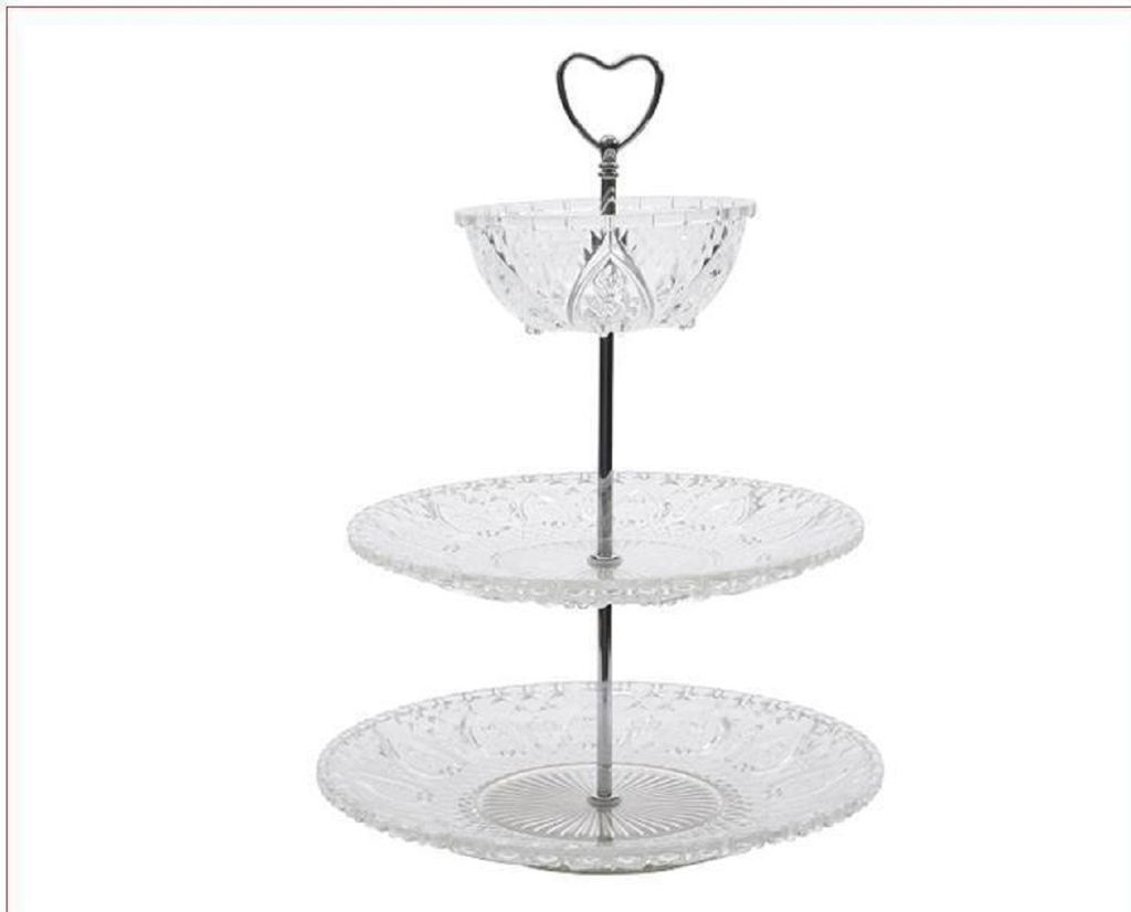 Etagere Glas Tortenplatte Servierplatte Ø25 H37,5 cm