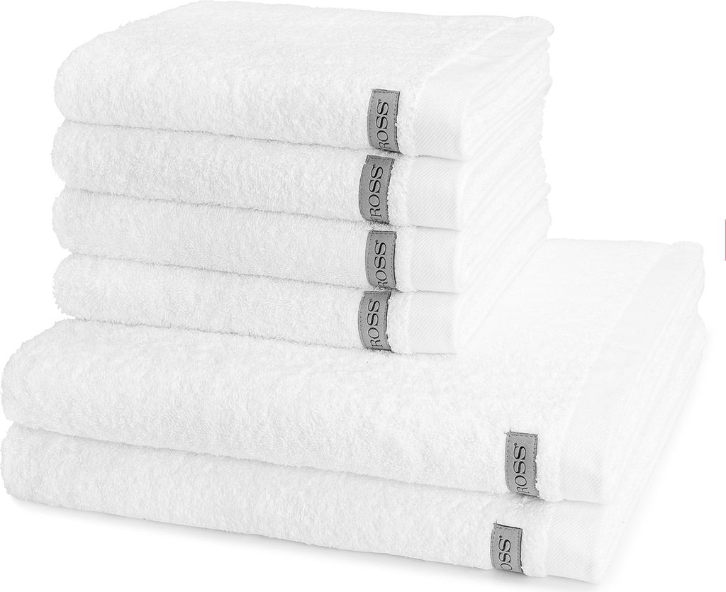 Ross Sinfonie 4 X Handtuch 2 X Duschtuch im Set Walkfrottee aus reiner Baumwolle 500 g/m², Hohe Saugkraft und flauschig weicher Griff, Gewebte Bor...