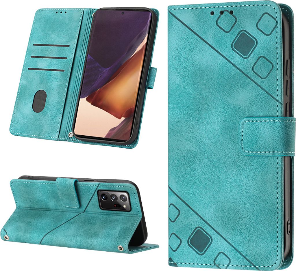 Hülle für Samsung Galaxy Note 20 Ultra Prägung Flip Leder Brieftasche Schutzhülle mit Ständer Grün