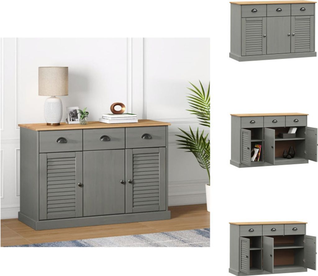 vidaXL Sideboard mit Schubladen VIGO 113x40x75 cm Massivholz Kiefer - Sideboards