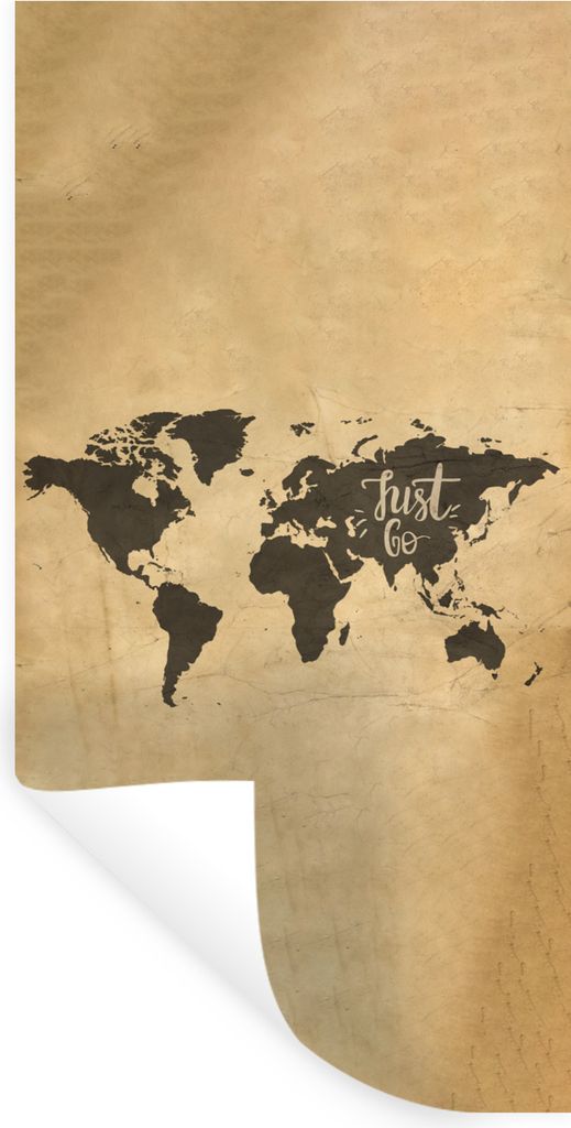 MuchoWow Wandtattoo Wandsticker Wandaufkleber Weltkarte - Karte - Sprichwörter 20x40 cm Selbstklebend und Repositionierbar - Selbstklebend - Fot...