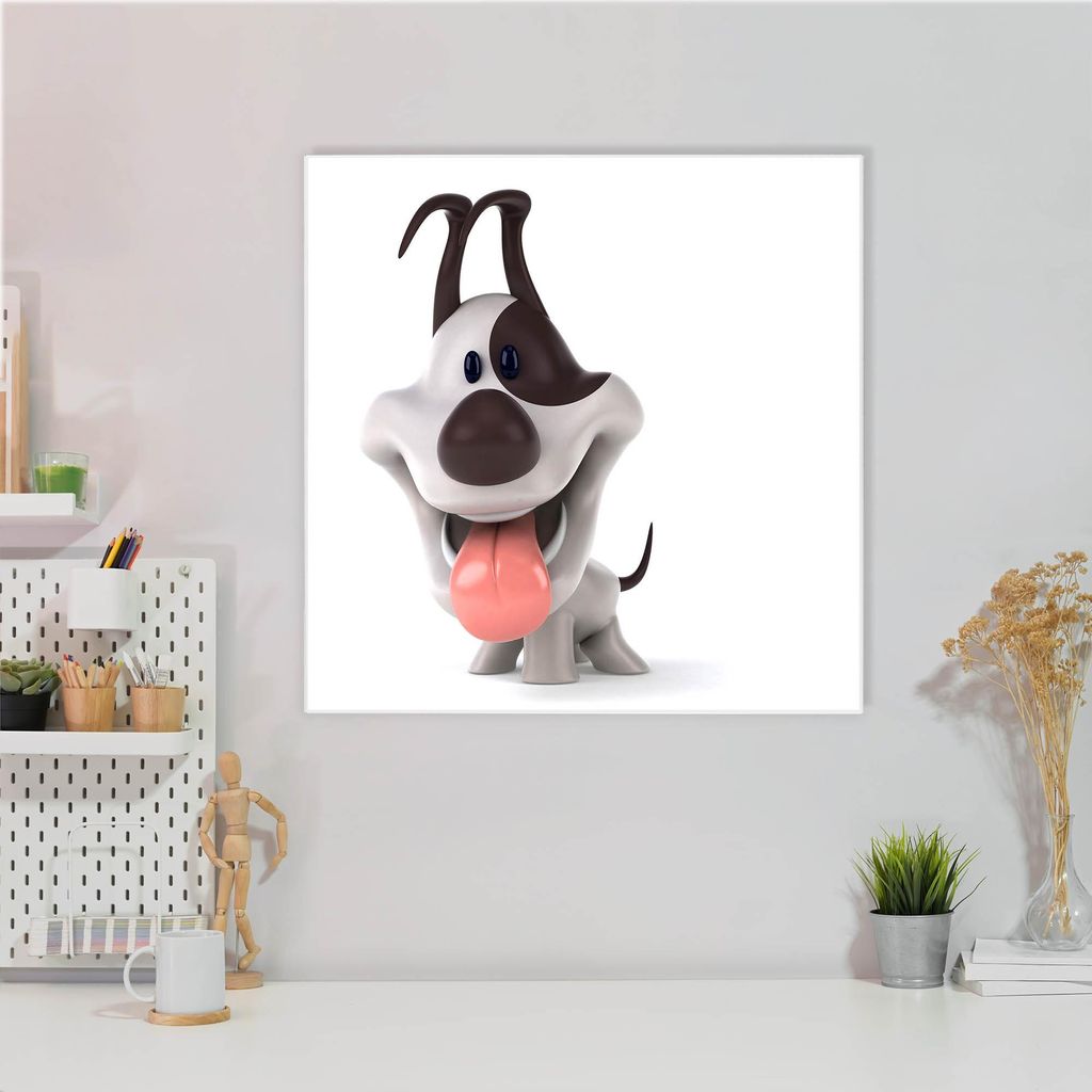 Design Stahlmagnettafel Quadratisch 50x50cm Comic-Hund