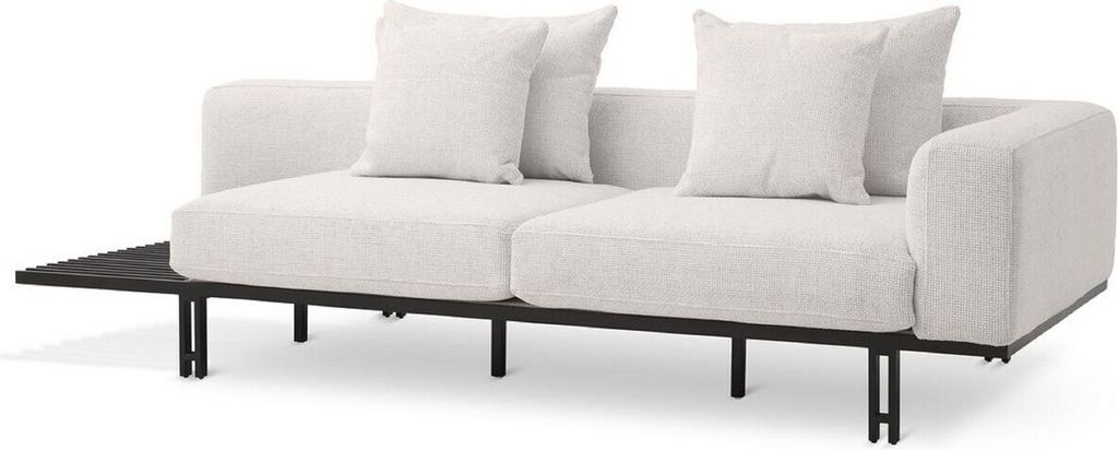 Casa Padrino Luxus Sofa Creme / Bronze 233 x 104 x H. 60,5 cm - Modernes Wohnzimmer Sofa Rechte Seite - Hotel Sofa - Luxus Qualität