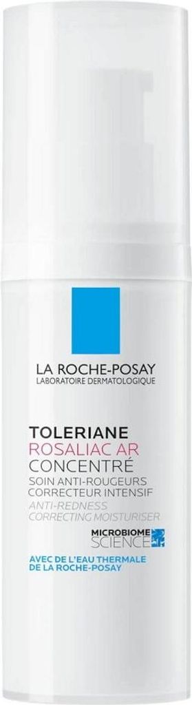 A product shot of a white bottle with blue and pink text.