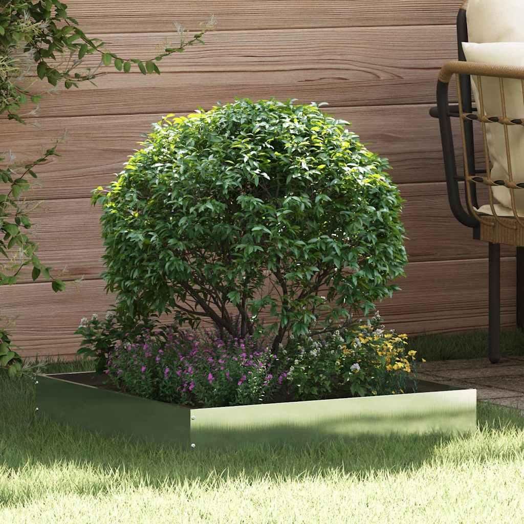 "Schlussverkauf" Raseneinfassung - Moderner Stil - Gartendeko - Silber 60x60x13 cm Edelstahl C15245