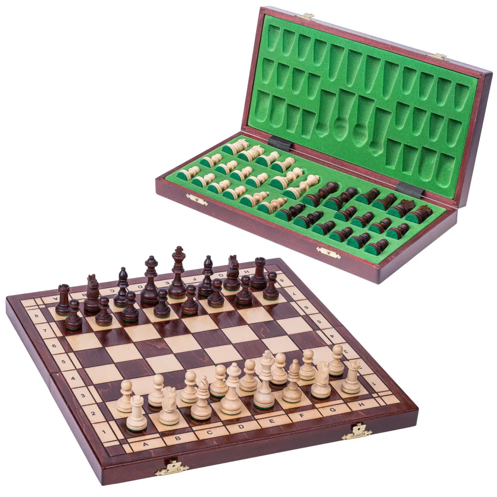 Jeu d'échecs en bois complet, modèle SQUARE Classic n°4 avec échiquier
