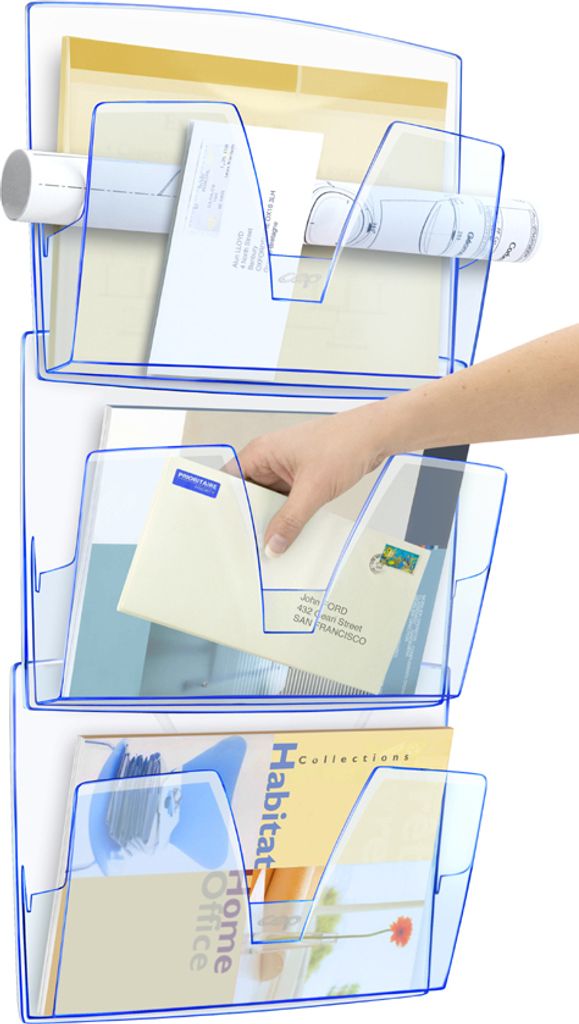 CEP Wandprospekthalter ICE 3er Set DIN A4 1-fach eisblau