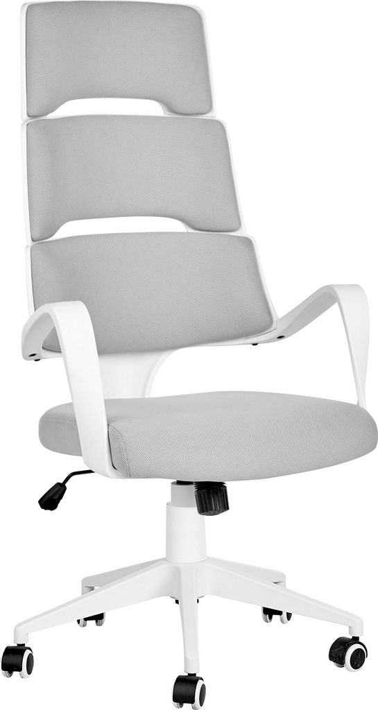 BELIANI Bürostuhl Grau und Weiß Stoffbezug Höhenverstellbar Drehbar mit Armlehnen Bremsbaren Rollen Modern Arbeitszimmer Drehstuhl Arbeitsstuhl