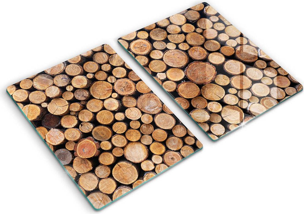 Abdeckung Glas - Küchenabdeckung - 2x40x52 cm - Abdeckplatte -Baumstämme