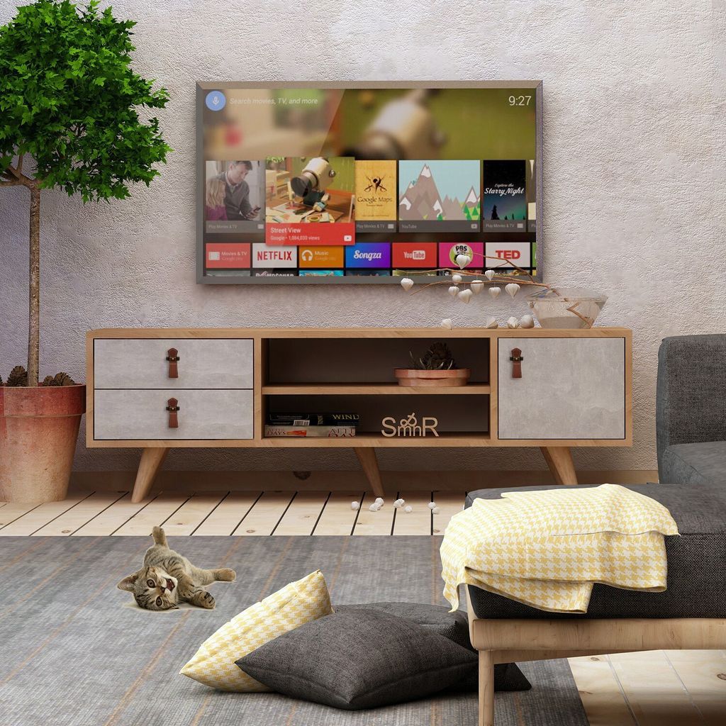 Skye Decor, Seva- SevaMDD, Eichenfarbig,,Weiß, TV-Schränke, Produktbild 