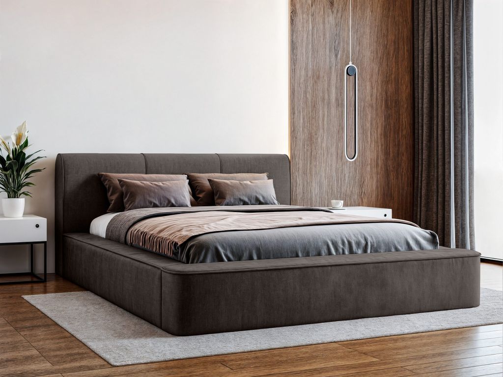 YOURHOUSE24 Polsterbett Tulla Doppelbett Bettgestell Lattenrost mit Bettkasten (Farbe: Finn 29, Größe: 180x200 cm)