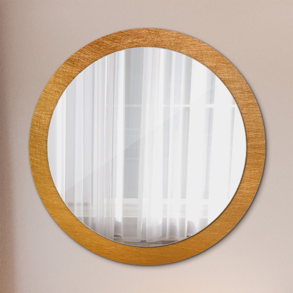 Ø90cm Spiegel - Glasrahmen mit Aufdruck - Wandspiegel Schlafzimmer - Metall Oberfläche