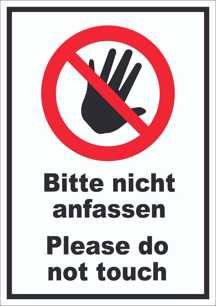 Bitte nicht anfassen Aufkleber Do not touch A5 (148x210mm)