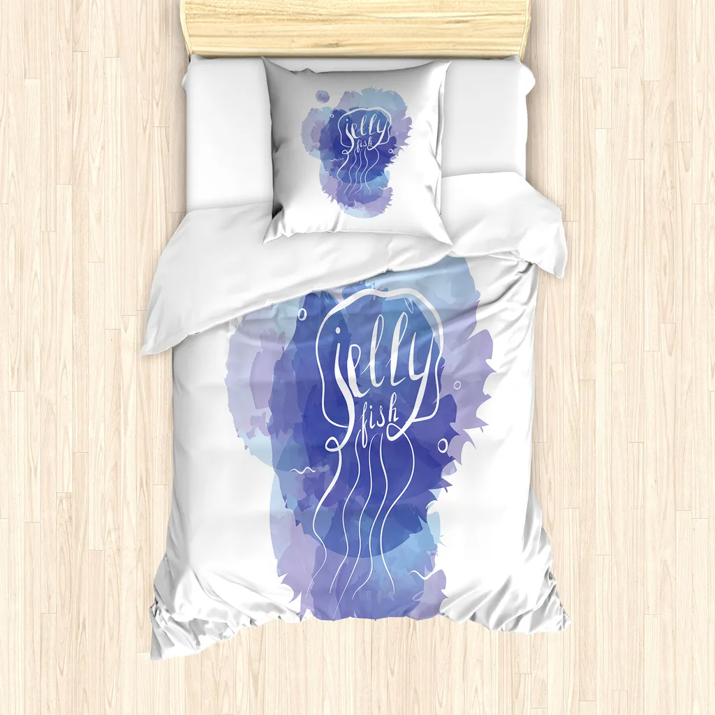 ABAKUHAUS Set copripiumino per letti singoli, colore astratto Splash, antiacaro, adatto a chi soffre di allergie, con federa, 135 cm x 200 cm - 80 x 80 cm, Ceil blu bianco