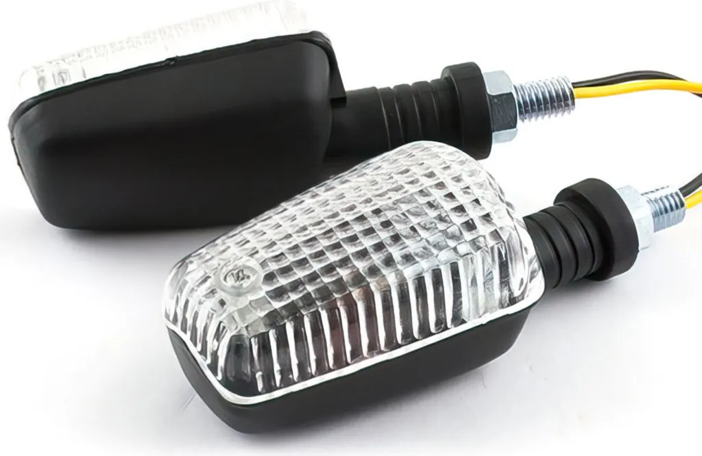 Frecce STR8 Mini Rettangolari Nero Trasparente | Upgrade Look Moto