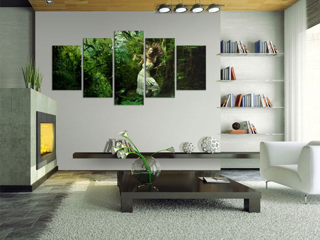 Akustikbild Natur 200x100 cm Bilder Akustikschaum Hochleistungsschallabsorber Schallschutz Leinwand 5 tlg Wandbild Raumakustik Schalldämmung 030112-1