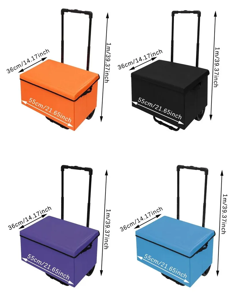 Poussette de marché pliable 64L - Caddie de courses résistant violet